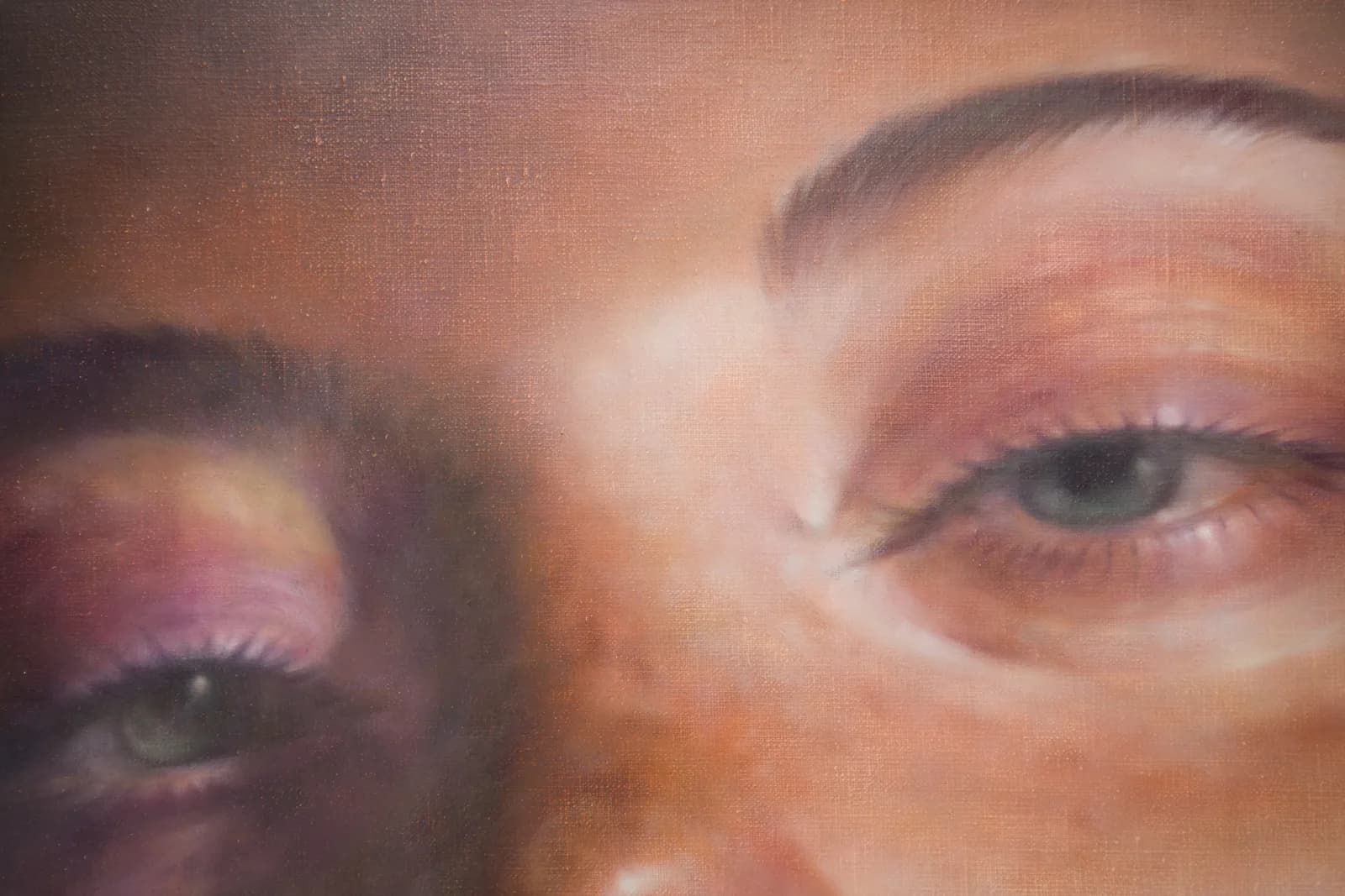 Close up of a painting of a womans face